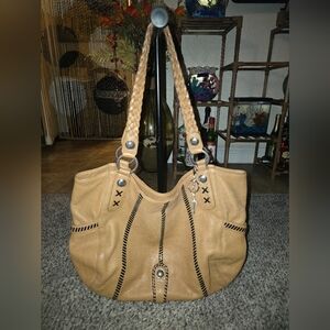 ✨️Brighton Tan Woven Handle Women's Large Shoulder Bag - EUC
